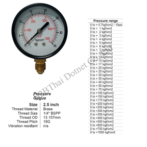 Pressure Gauge 2.5 นิ้ว ออกล่าง 0.7kgf