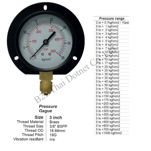 Pressure Gauge 3" ออกล่าง มีปีก 2kgf