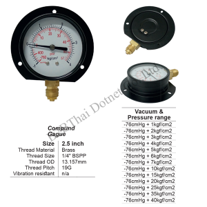 Compound gauge 2.5 นิ้ว ออกล่าง มีปีก 2 35kgf