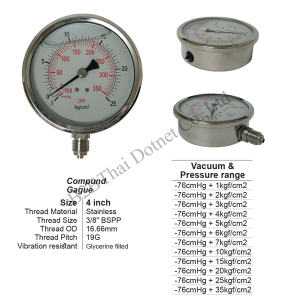 Compound gauge 4 นิ้ว สแตนเลส 1 35kgf