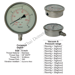 Compound gauge 6 นิ้ว สแตนเลส 1 35kgf