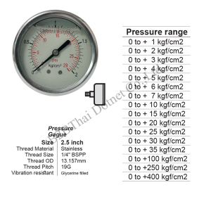 Pressure Gauge 2.5 นิ้ว ออกหลัง กลาง สแตนเลส